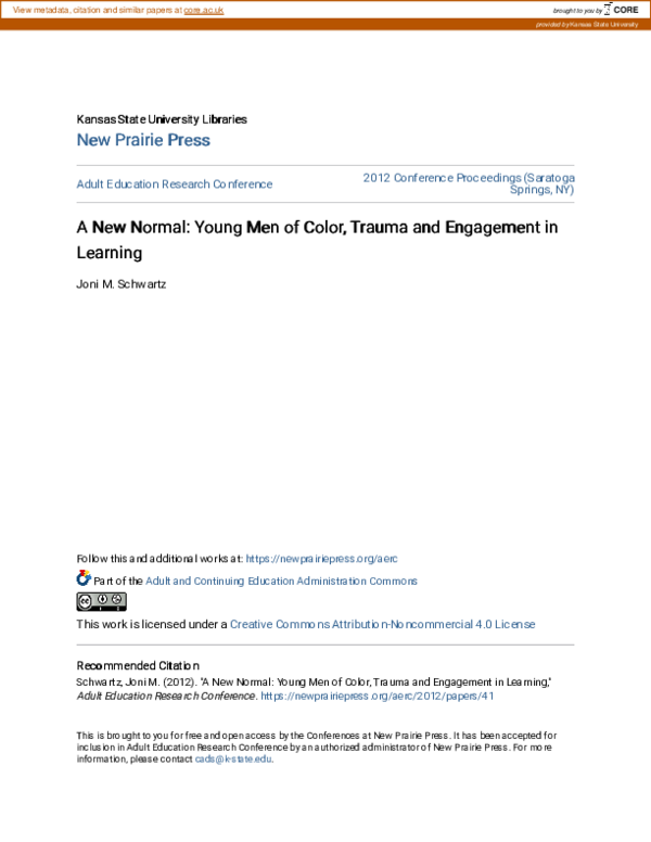 (PDF) A New Normal: Young Men of Color, Trauma, and Engagement in Learning