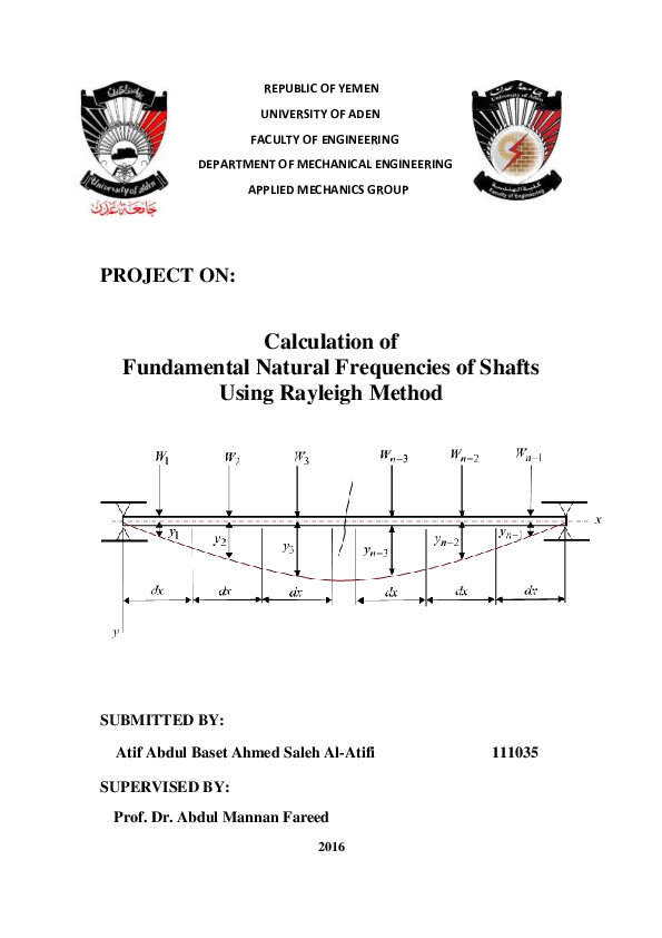 (PDF) Calculation of Fundamental Natural Frequencies of Shafts Using ...