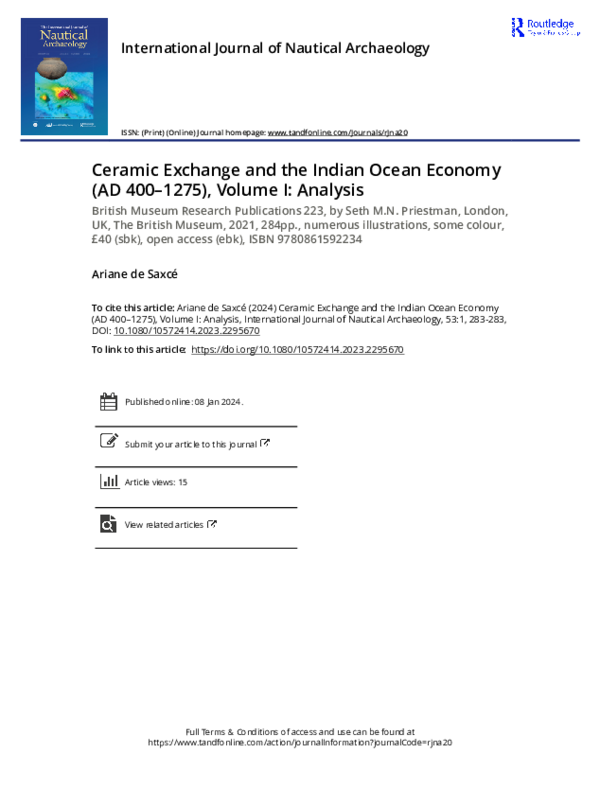 (PDF) de Saxcé, 2024: Review of Ceramic Exchange and the Indian Ocean ...