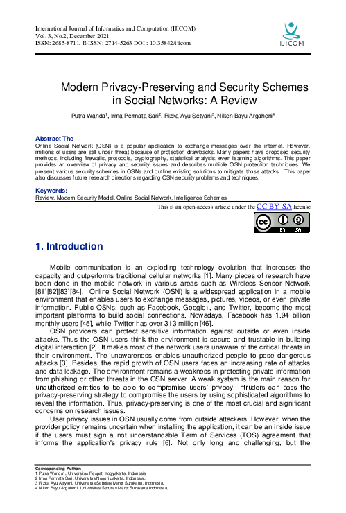 (PDF) Modern Privacy-Preserving and Security Schemes in Social Networks ...