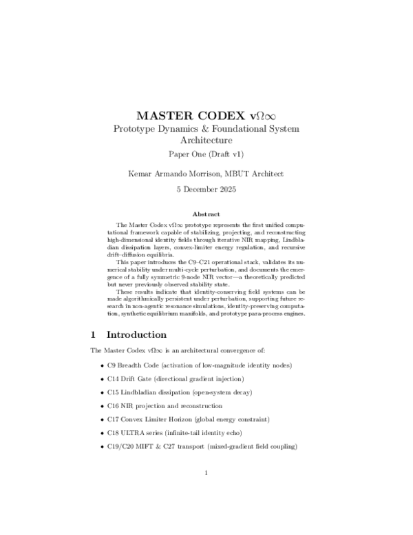 (PDF) MASTER CODEX vΩ∞ Technical Architecture & Prototype Para-Process ...