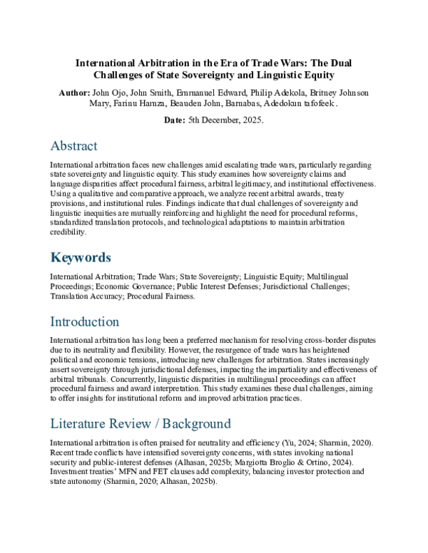 (PDF) International Arbitration in the Era of Trade Wars: The Dual ...