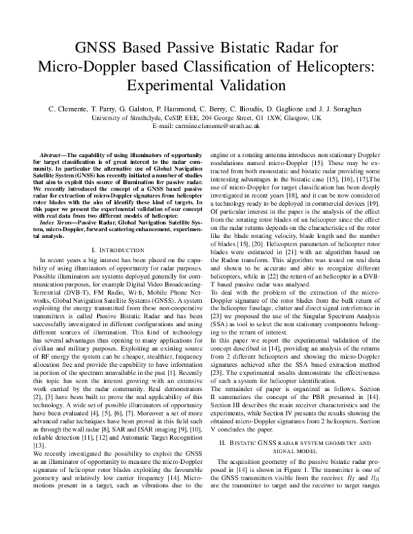 (PDF) GNSS based passive bistatic radar for micro-Doppler based ...