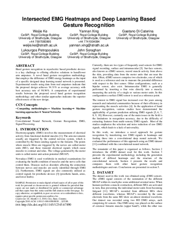 (PDF) Intersected EMG Heatmaps and Deep Learning Based Gesture Recognition