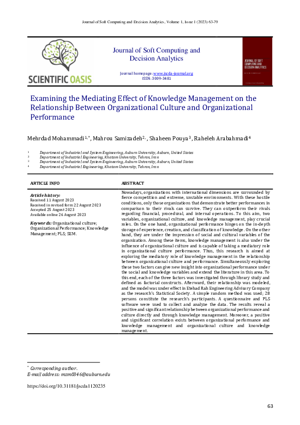 (PDF) Examining the Mediating Effect of Knowledge Management on the ...