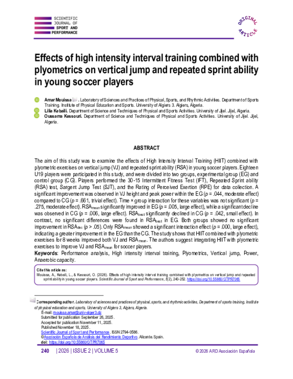 (PDF) Effects of high intensity interval training combined with ...