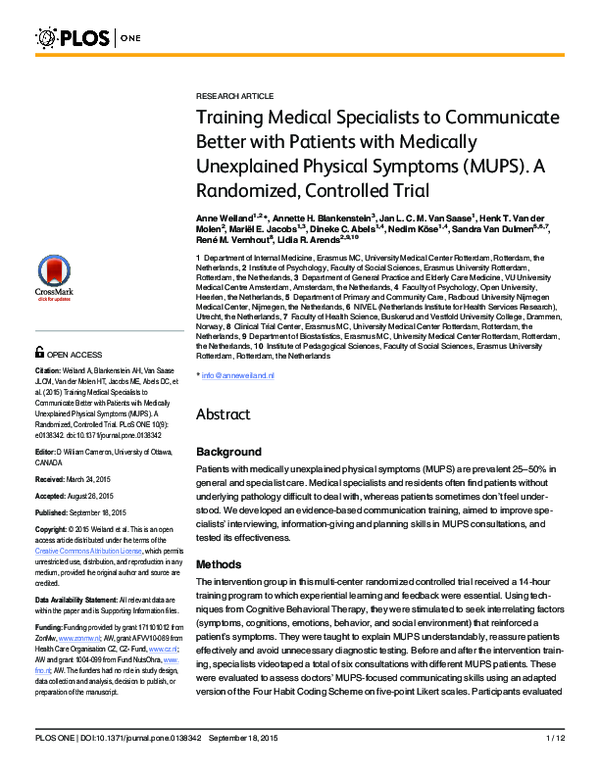(PDF) Training Medical Specialists to Communicate Better with Patients ...