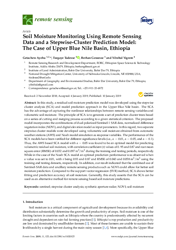 (PDF) Soil Moisture Monitoring Using Remote Sensing Data and a Stepwise ...