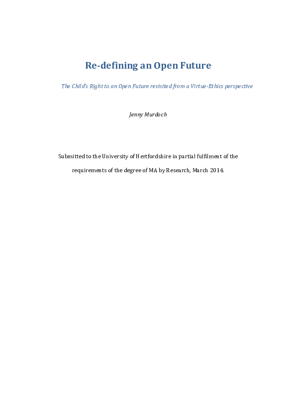(PDF) Re-defining an Open Future The Child's Right to an Open Future ...