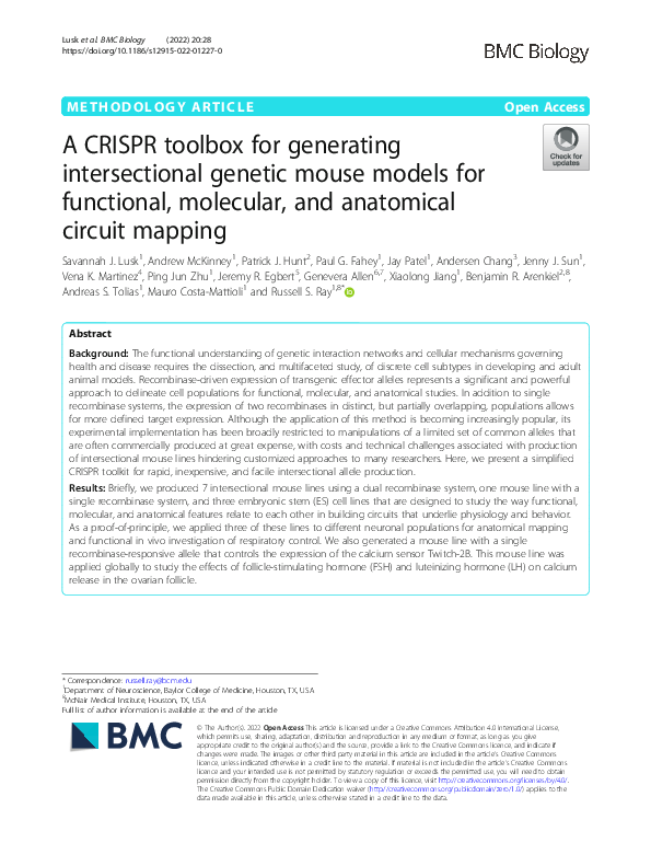 (PDF) A CRISPR toolbox for generating intersectional genetic mouse ...