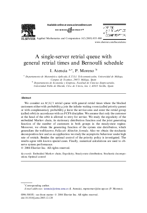 (PDF) A single-server retrial queue with general retrial times and ...