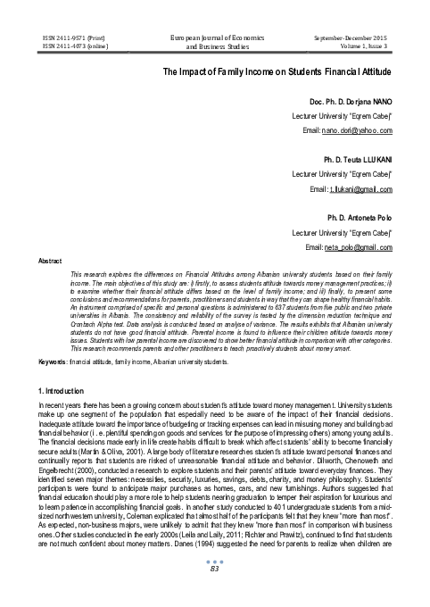 (PDF) The Impact of Family Income on Students Financial Attitude