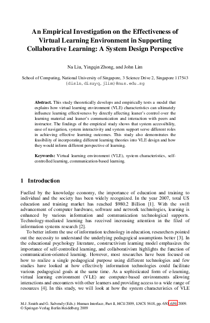 (PDF) An Empirical Investigation on the Effectiveness of Virtual ...