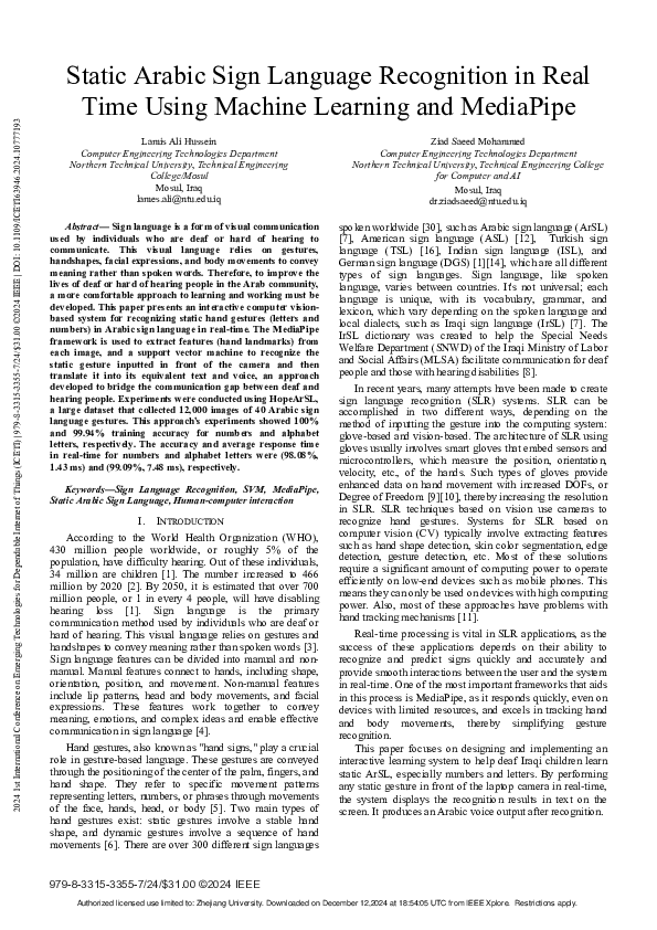 (PDF) Static Arabic Sign Language Recognition in Real Time Using ...