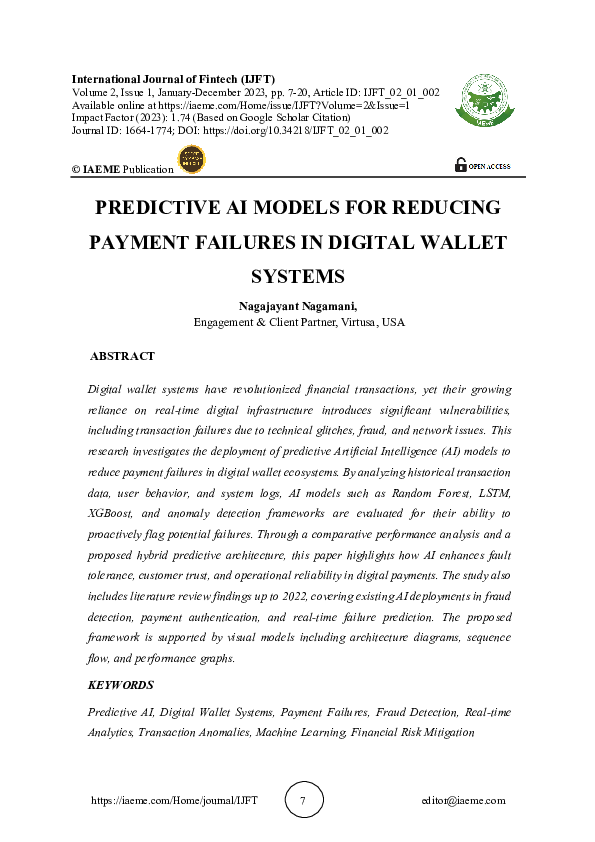 (PDF) PREDICTIVE AI MODELS FOR REDUCING PAYMENT FAILURES IN DIGITAL ...