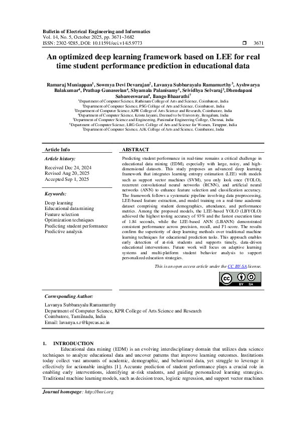 (PDF) An optimized deep learning framework based on LEE for real time ...