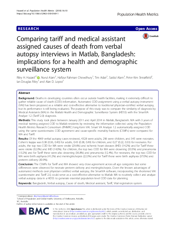 (PDF) Comparing tariff and medical assistant assigned causes of death ...