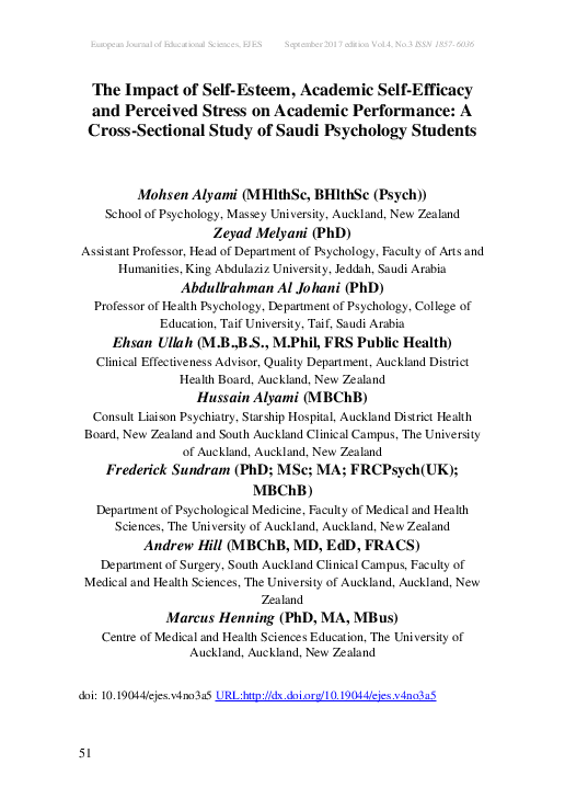 (PDF) The Impact of Self-Esteem, Academic Self-Efficacy and Perceived ...