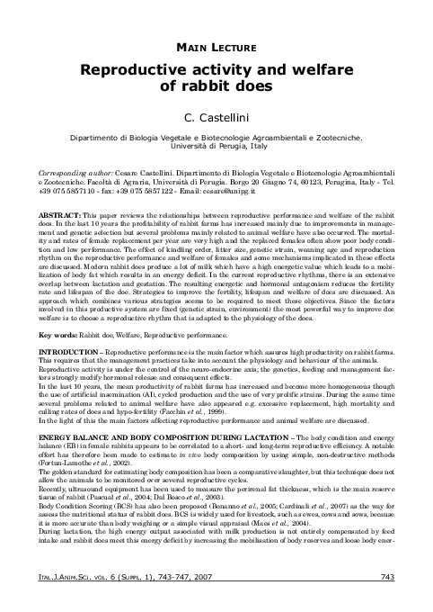 (PDF) Reproductive activity and welfare of rabbit does