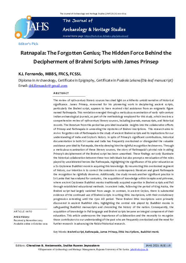 (PDF) Ratnapala: The Forgotten Genius; The Hidden Force Behind the ...