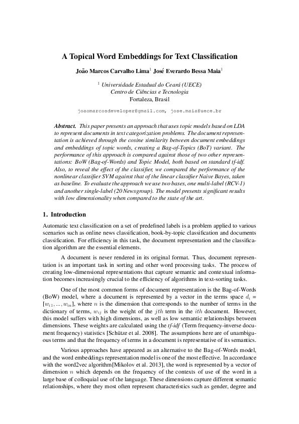 (PDF) A Topical Word Embeddings for Text Classification