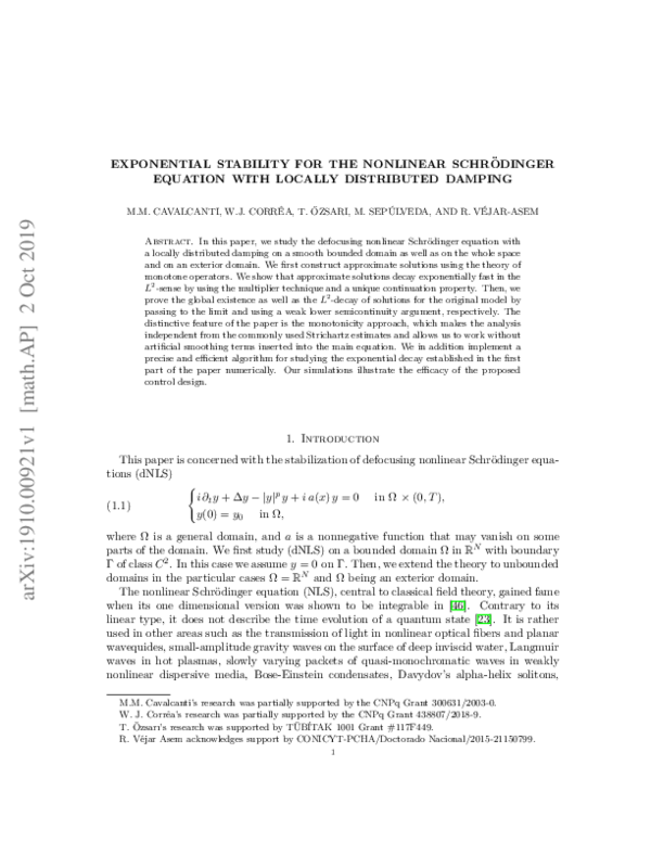 (PDF) Exponential stability for the nonlinear Schrödinger equation with ...