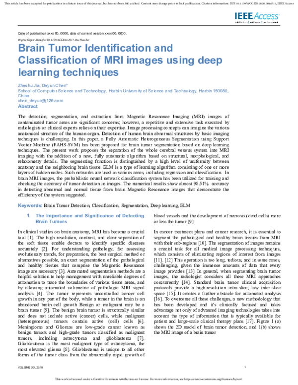 (PDF) Brain Tumor Identification and Classification of MRI images using ...
