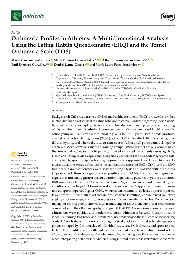 (PDF) Orthorexia Profiles in Athletes: A Multidimensional Analysis ...