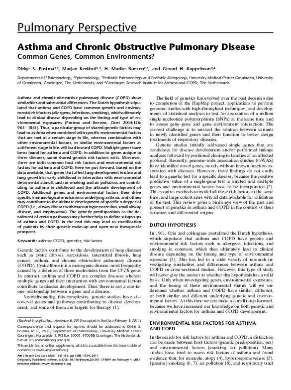 (PDF) Asthma and Chronic Obstructive Pulmonary Disease