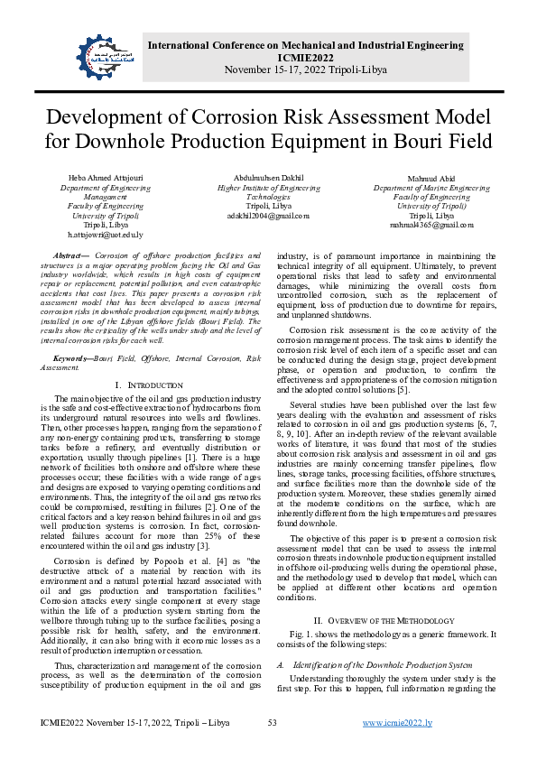 (PDF) Development of Corrosion Risk Assessment Model for Downhole ...