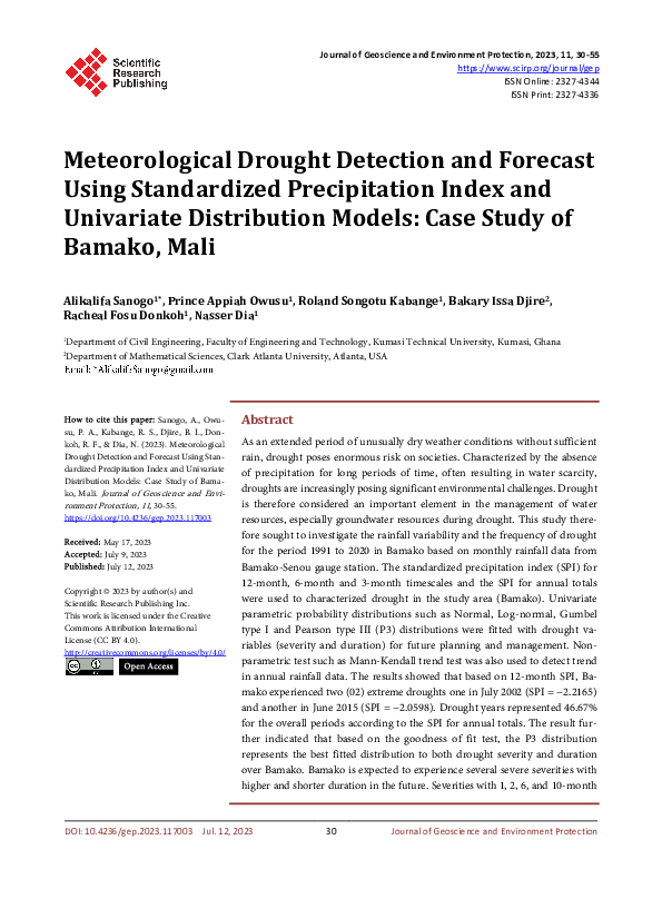 (PDF) Meteorological Drought Detection and Forecast Using Standardized ...