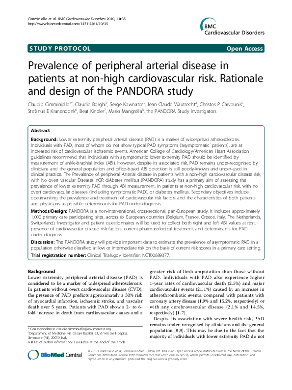 (PDF) Prevalence of peripheral arterial disease in patients at non-high ...