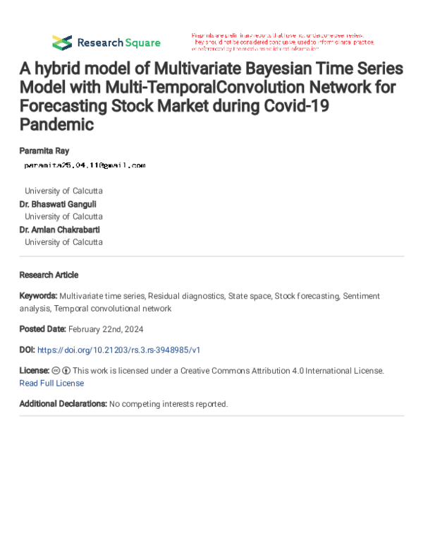 (PDF) A hybrid model of Multivariate Bayesian Time Series Model with ...
