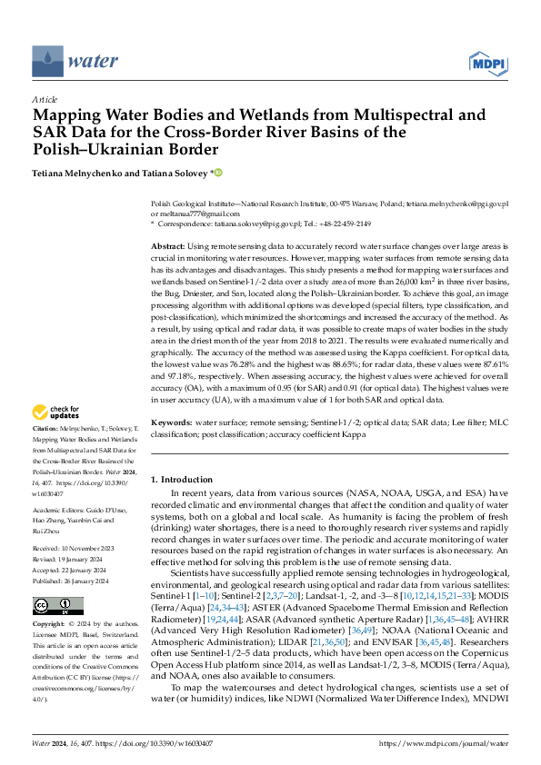 (PDF) Mapping Water Bodies and Wetlands from Multispectral and SAR Data ...