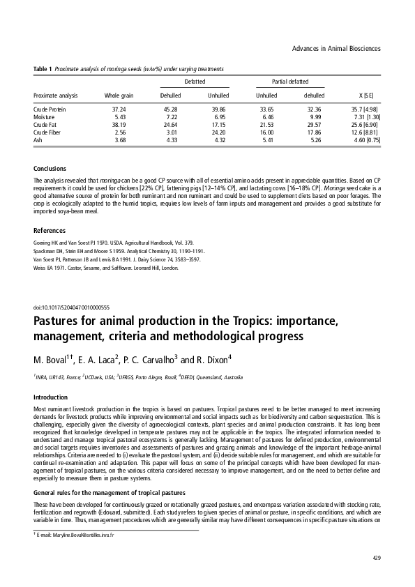(PDF) Pastures for animal production in the Tropics: importance ...