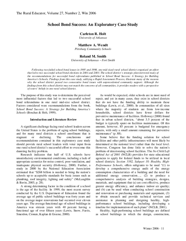 (PDF) School bond success: An exploratory case study