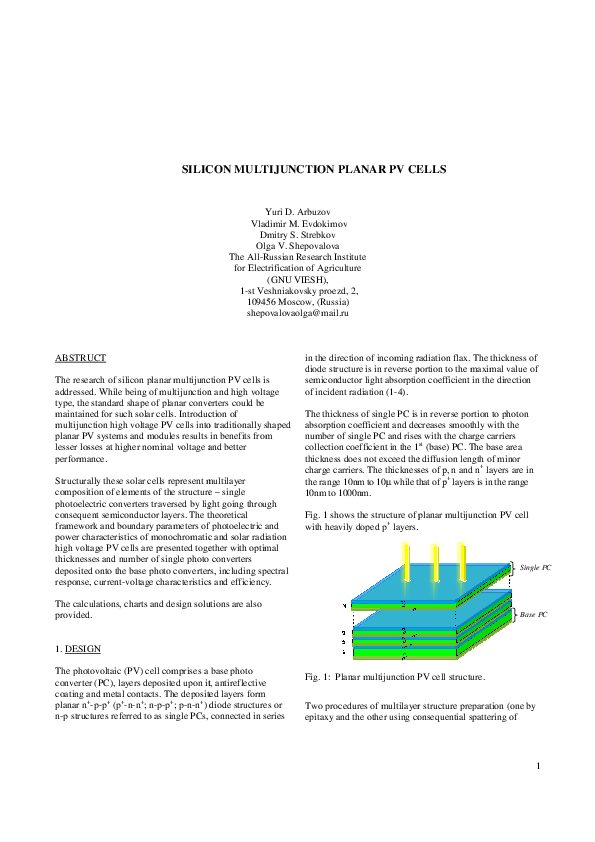 (PDF) N Planar PV Cells
