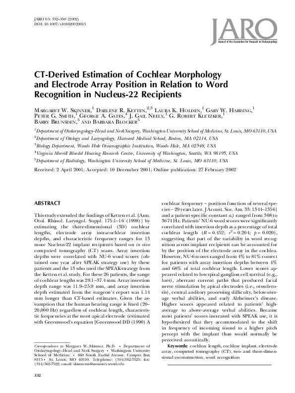 (PDF) CT-Derived Estimation of Cochlear Morphology and Electrode Array ...