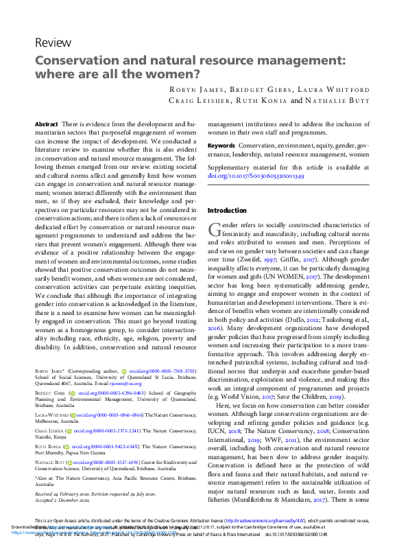 (PDF) Conservation and natural resource management: where are all the ...