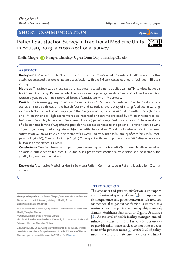 (PDF) Patient Satisfaction Survey in Traditional Medicine Units in ...