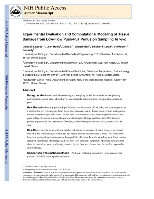 (PDF) Experimental evaluation and computational modeling of tissue ...