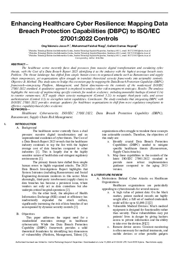(PDF) Enhancing Healthcare Cyber Resilience: Mapping Data Breach ...