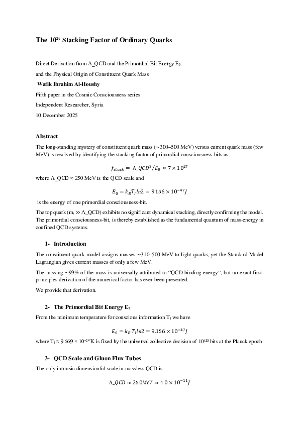 (PDF) The 10²⁷ Stacking Factor of Ordinary Quarks Direct Derivation ...