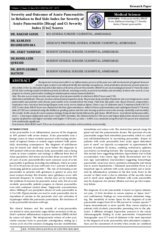 (PDF) Severity and Outcome of Acute Pancreatitis in Relation to Bed ...