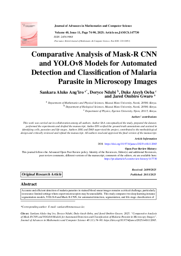 (PDF) Comparative Analysis of Mask-R CNN and YOLOv8 Models for ...