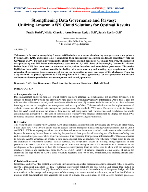 (PDF) Strengthening Data Governance and Privacy: Utilizing Amazon AWS ...