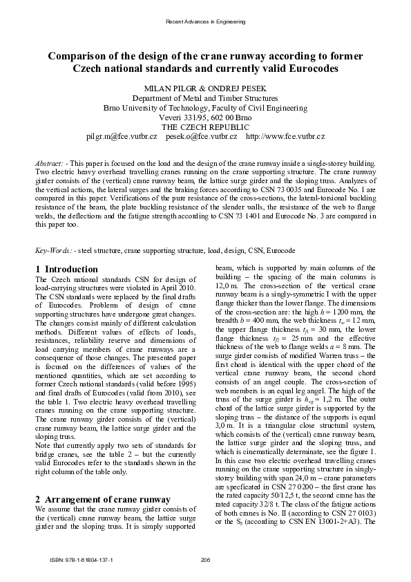 (PDF) Comparison of the design of the crane runway according to former ...