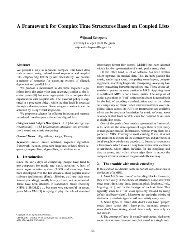 (PDF) A framework for complex time structures based on coupled lists