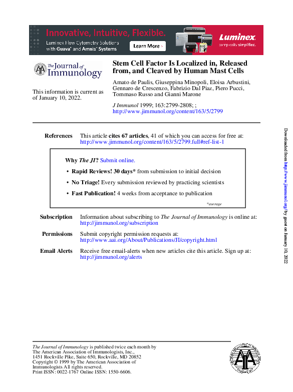 (PDF) Stem Cell Factor Is Localized in, Released from, and Cleaved by ...