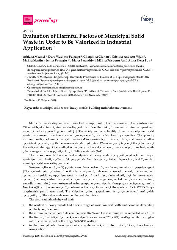 (PDF) Evaluation of Harmful Factors of Municipal Solid Waste in Order ...